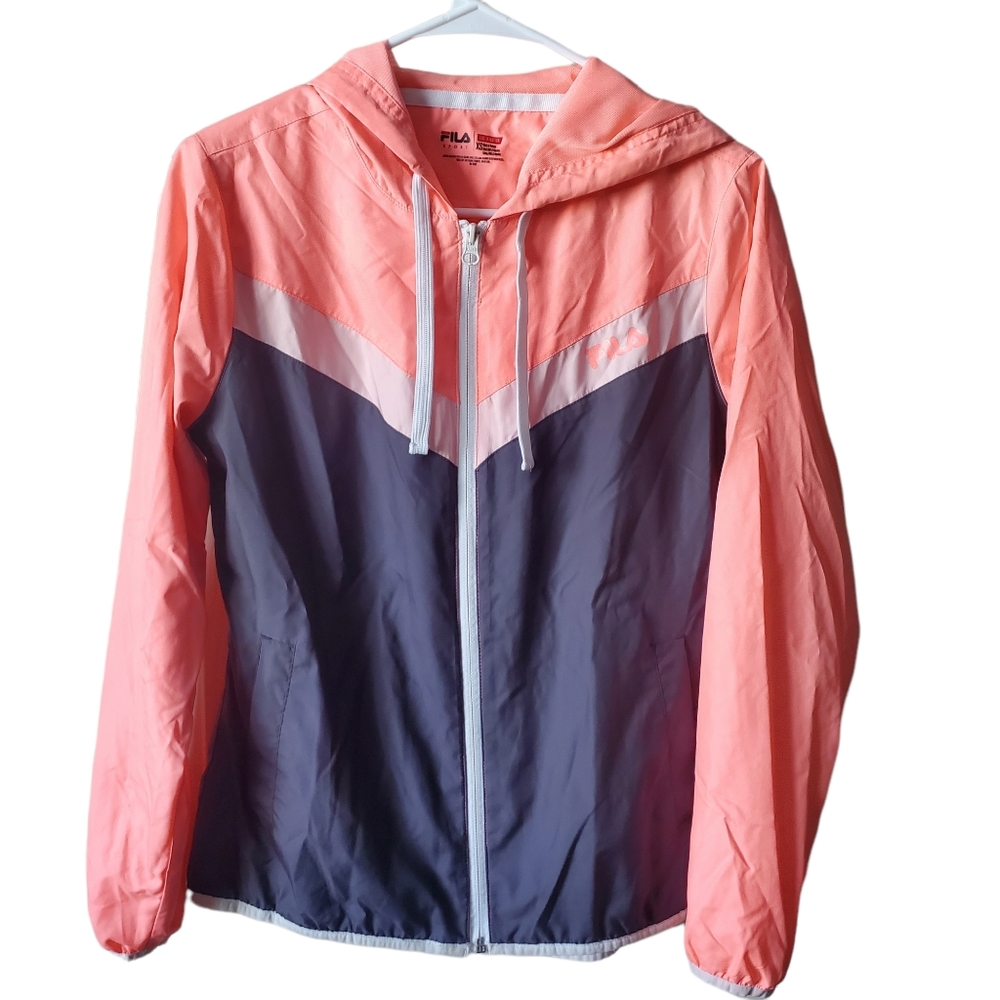 FILA | Vintage Coral Pink Hooded Windbreaker Jacket | XS